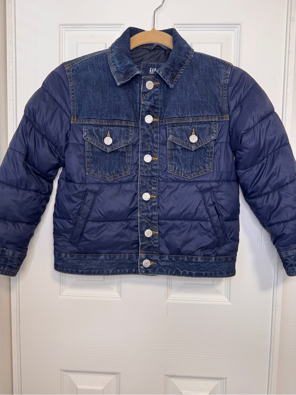 GAP Navy Blue Denim-Detail Quilted Kids Jacket